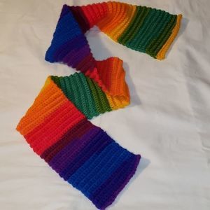Knitted or Crocheted Rainbow‎ Scarf 50" Long LGBTQ